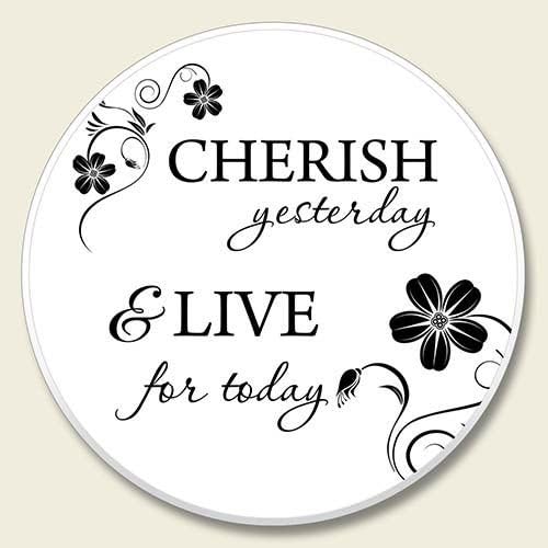 AutoCoaster ~ Cherish Yesterday ~ Tile Drink Coaster for car cupholder - code 128
