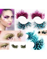 Hitece@ New 3 pairs Deluxe Party Feather False Eyelashes Eye Lashes For Halloween Party