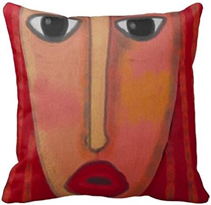 Big Red Lips Abstract Digital Painting Pillow Case