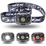 [Sunix]  ハイパワー LEDヘッドライト 2000mAhのリチウム充電電池 長いバッテリ寿命 [明るさ120ルーメン 実用点灯10時][完全防水][調光モード 夜間モード ストロボモード] 夜の作業 夜釣り キャンプなどのアウトドア活動に適用　ブラック SU002
