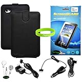 CrazyOnDigital 7 Item Flip Black Leather Case Accessory Bundle for Samsung Galaxy Tab P1000 Tablet. CrazyOnDigital Brand Package