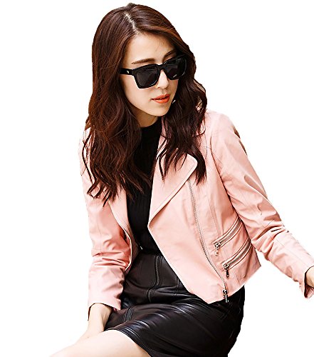 p-smile (ピースマイル) レディース 本革 レザー ライダースジャケット ダブル シープスキン ラムスキン お洒落 秋冬 流行 コート ハーフコート レザージャケット 暖かい 高級