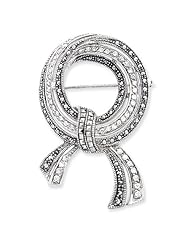 Sterling Silver Marcasite and CZ Pin