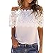 Weixinbuy Women Boho Lace Blouse Off Shoulder Crop Shirt Tops M
