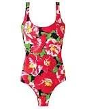 Hibiscus-print tank suit