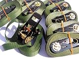 Produkt-Bild: 4x Ratschenspanngurt Spanngurt mit Ratsche 6 Meter EN Norm Farbe: Bundeswehr oliv , iapyx&reg;