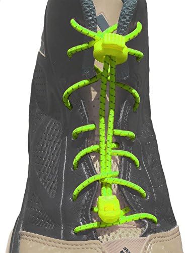 RunLocks Premium Reflective Series Locking Elastic No-Tie Athletic Running Shoe Laces (Reflective Neon Yellow)