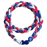 Phiten Triple Braid Necklace - Royal Blue, White, Cardinal Red 22 Finished Length