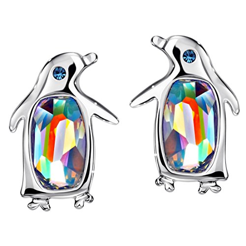 Neoglory Made with Swarovski Elements Crystal Girls Stud Earrings Penguin Birthstone Fashion Jewelry 2 Colors