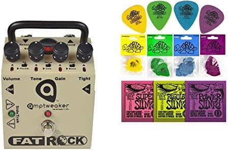Amptweaker Pedals Fat Rock Distortion String Bundle w/ 2 free Items: Ernie Ball Guitar Strings, 1 Dozen Dunlop Tortex Picks