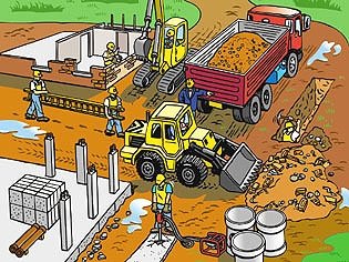 Construction + Excavator Jigsaw Puzzle 35pc