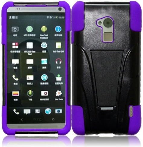 Hybrid Case with Y Shape Stand Protector Cover For HTC One Max T6, Black and Purple