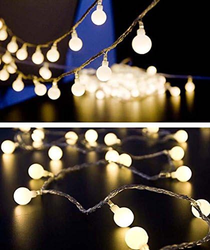 WannaBi 100 LED 33ft Ball String Light Warm White Fairy LED Light Outdoor Decorative Lights for Garden Party Christmas Wedding New Year Indoor Decoration, Linkable Tail Plug