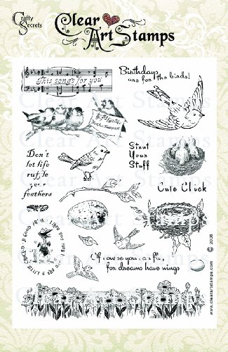 Crafty Secrets Large Art Stamp, Bird Lovers, 