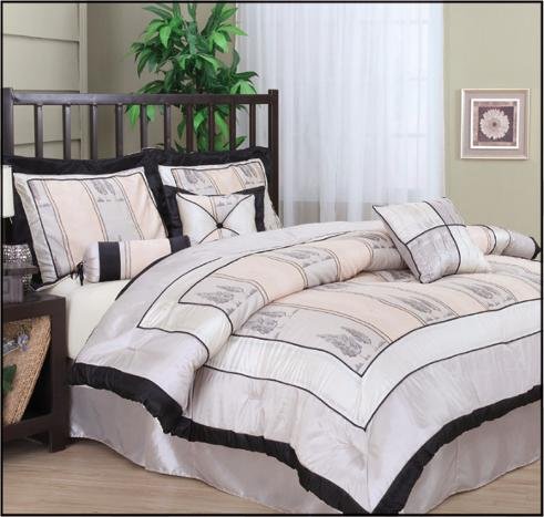 7 Pieces Multi-color Jacquard Tree Comforter Set Bed-in-a-bag King Size Bedding