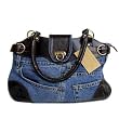 Denim Purse with Leather Crafted from Vintage Denim, 16" x 11"