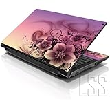 LSS 15 15.6 inch Laptop Notebook Skin Sticker Cover Art Decal Fits 13.3" 14" 15.6" 16" HP Dell Lenovo Apple Asus Acer Compaq (Free 2 Wrist Pad Included) Pink Flower