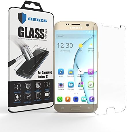 Samsung Galaxy S7 Tempered Glass Screen Protector , Aegis Defender Premium Shockproof High Definition Clear Screen Protector 0.3 mm Thickness curved Edge for Samsung Galaxy S7