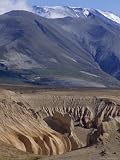 Valley of Ten Thousand Smokes with Ignimbrite of 1912 Eruption, Griggs Volcano Behind, Alaska, USA Art Photographic Poster Print by Anthony Waltham, 18x24