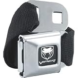 Buckle-Down Dodge Viper Logo Seat Belt Style Canvas Web Belt and Buckle Combo. Black. One Size.