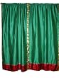 2 Darkgreen Red Art Silk Curtains Drapes Panels Rod Pocket 84x44 Inch