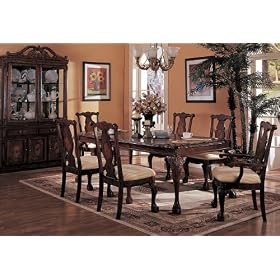7pc Atlantis Detailed Moldings Dining Table and Chairs Set by visiondecor Furniture