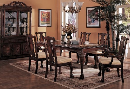 7pc Atlantis Detailed Moldings Dining Table & Chairs Set