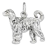 Sterling Silver Three Dimensional Afghan Hound Dog Charm