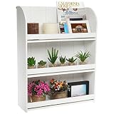 Rustic Whitewashed Wood Wall Mounted 3 Shelf Organizer / Decorative Freestanding Bookcase - MyGift® Home