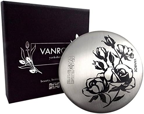 Vanroe 'Rose Bouquet' Designer Pocket Mirror in Gift Box - 100% British Made, Silver Pewter, Luxury anniversary present idea