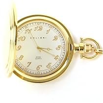 Colibri Swiss Collection Full Size Hunting Case Goldtone Easy To Read Pocket Watch Modern Design PSQ097850N SALE