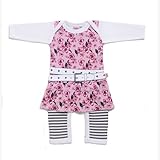 IMAGE OF Dijjie Pink Flower Dress and Stripe Leggings Print All in One - Pink - 6 Months