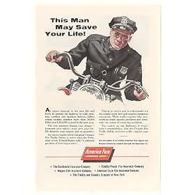 1955 Motorcycle Highway Patrolman America Fore Insurance Print Ad