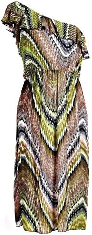 Fashion@Dasksell Women's Printed Multicolor Maxi Dress Plus and Regular Sizes (Small, Olive)