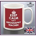 Keep calm I'M A GEOGRAPHY TEACHER red - ceramic mug - unique and easy gift idea - Microve and dishwasher safe
