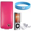 Magenta Beltclip Carrying Case for Apple Ipod Nano 5th generation + Screen Protector + Ipod Nano 5g Wall Charger + Wristband