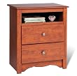 Monterey 2 Drawer Tall Night Table with Open Shelf - Cherry