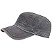 RaOn A194 Army Cap Denim Stitch Vintage Stone Washing Biker Club Cadet Military Hat (Black)