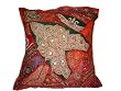 Coquelicot Indian Accent Vintage India Sari Patchwork Beaded Floor Pillow cover 24"