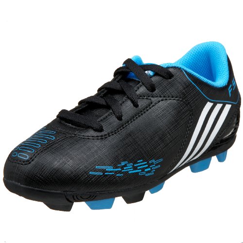 adidas Little Kid/Big Kid F5 TRX HG Soccer Shoe,Black/White/Cyan,4.5 M US Big Kid