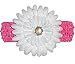 White Jewel Gerbera Daisy Flower Dark Pink Crochet Headband Gerber - girls child baby toddler apparel head hair band bow bows girl soft infant youth accessory