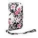 Alcatel One Touch - Cellularvilla Pu Leather Wallet Card Flip Open Pocket Case Cover Pouch for Alcatel One Touch Fierce 2 7040T (Black Pink Flower)