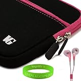 Quality Neoprene Black (Pink Trim) Carrying Case for HTC Evo View 4G + Vang ....