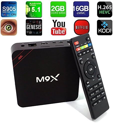 Likea M9X Android Smart TV Box Amlogic S905 Chipset Kodi 16.0 Full Loaded Android 5.1 Lollipop OS TV Box Quad Core 4K Streaming Media Players with Wi-Fi HDMI DLNA (3G+32G)
