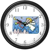 Angel with Bugle - Cherub, Angel or Cupid Theme Wall Clock by WatchBuddy Timepieces (Black Frame)