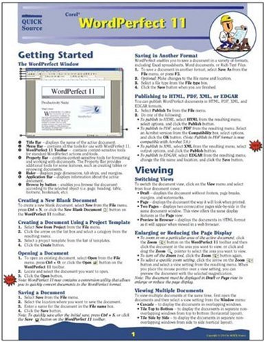 Buy Now at Amazon.com: Corel WordPerfect 11 Quick Source Guide