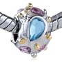 Pugster Pandora Style Bead Heart Pink Pale Blue Crystal Charm Bead Fits Pandora Bracelet