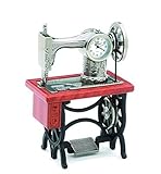 Sanis Enterprises Old Fashion Sewing Machine Clock with Wood Look Table, 2.75 by 4-Inch