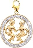 14k Gold Diamond Gemini Zodiac Charm (1/10 cttw)