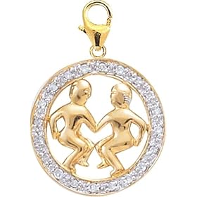 14k Gold Diamond Gemini Zodiac Charm (1 10 cttw) by Amazon.com Collection